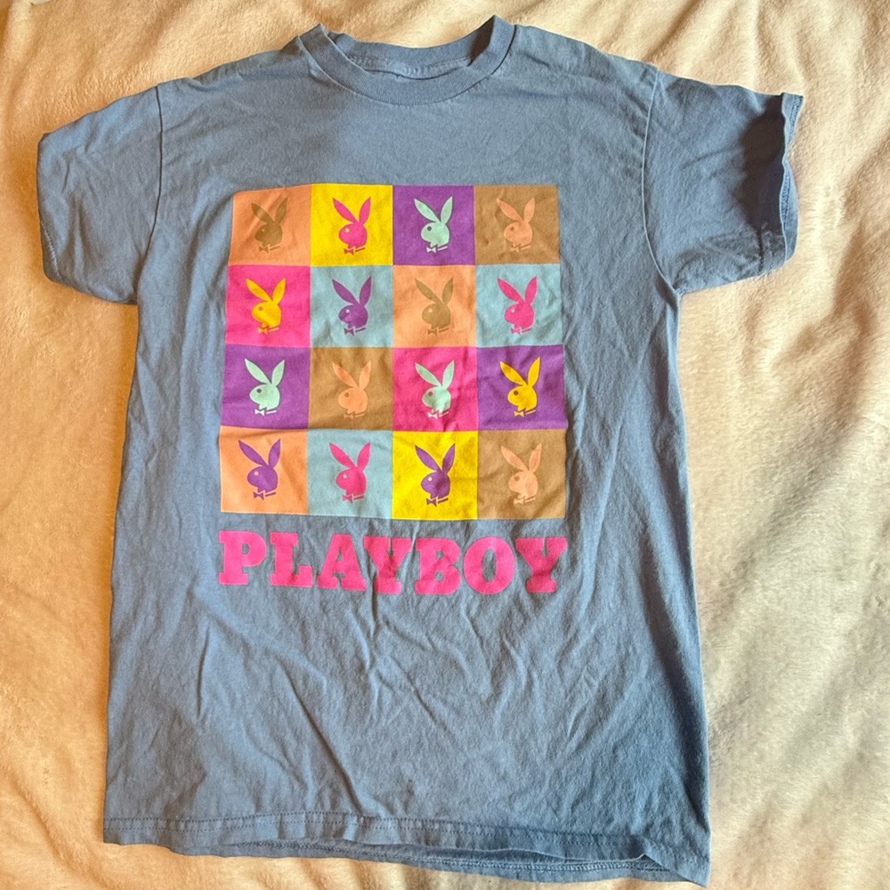 PLAYBOY Blue Retro Graphic Short Sleeve Tee